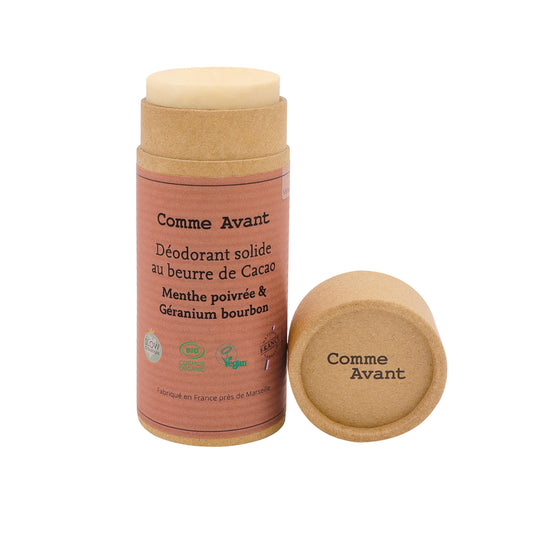 Comme Avant - Solid Deodorant with Bourbon Geranium and Peppermint - Organic Freshness in Stick